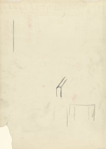 Blyantskitse af uidentificerbar genstand, til hulen af den gyldne kalv (grafit) (se 265067 for recto)